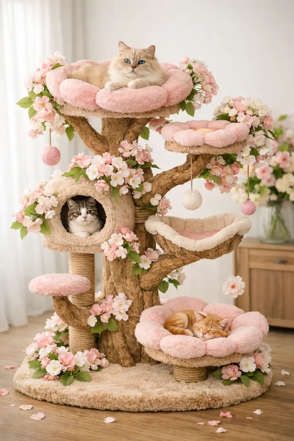 Arbre à chat en fleurs