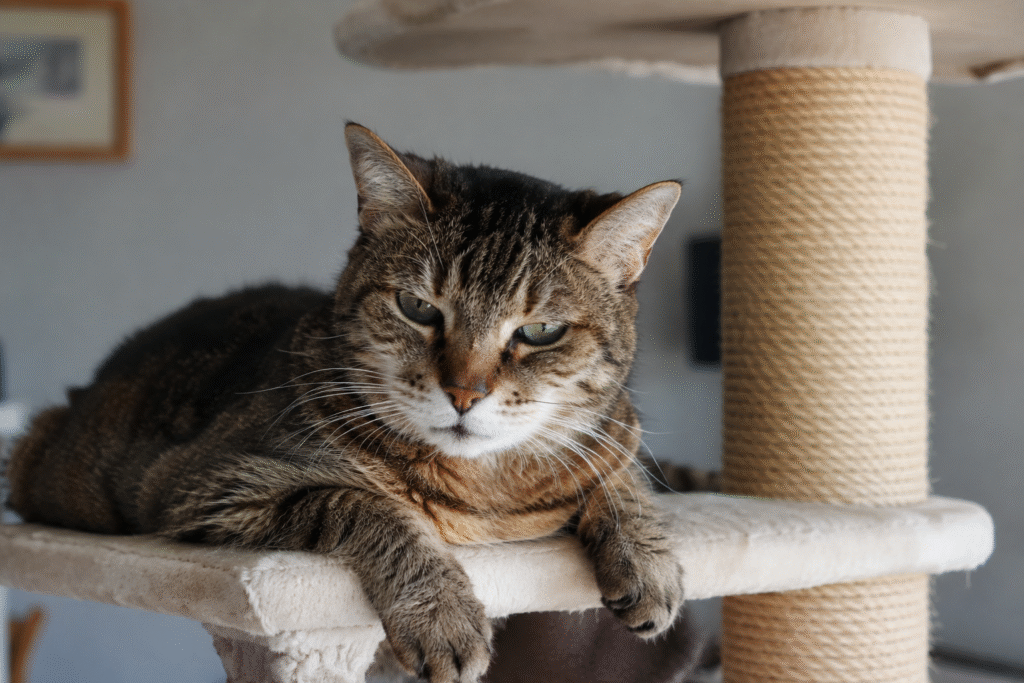 chat agé sur arbre